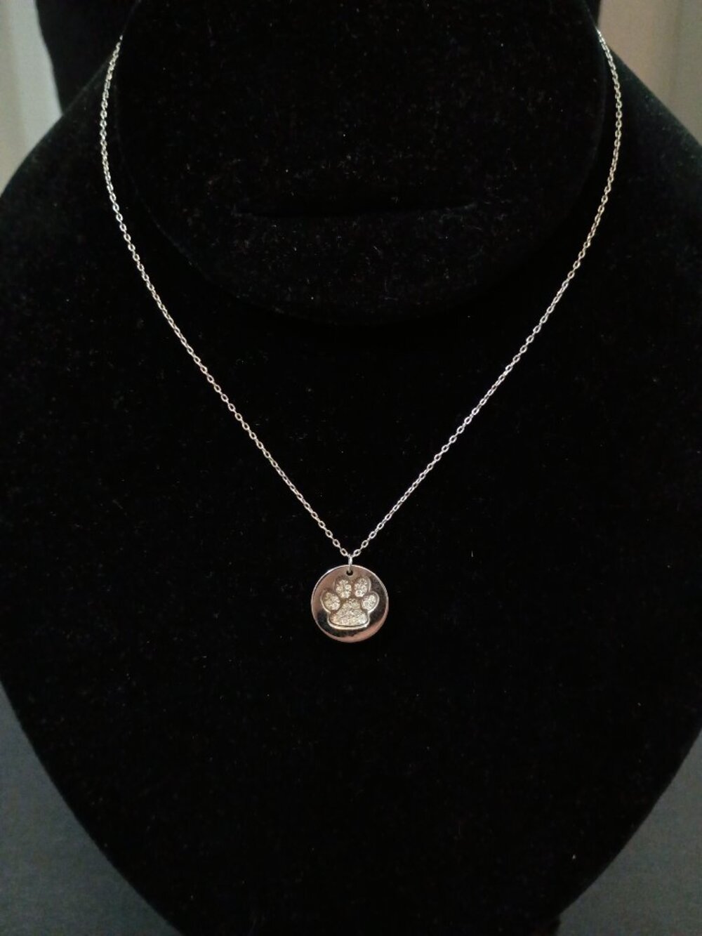 Touchstone Crystal by Swarovski Paws Off Interlocking Paw Print Necklace Silver